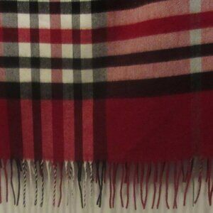 V. Fraas Feel Cashmink Vintage Red Black Extra Large Scarf, Made in Germany M112